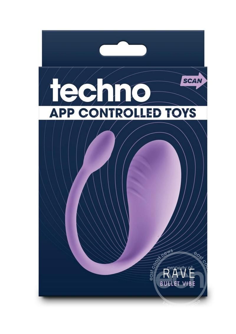 TECHNO RAVE RECHARGEABLE SILICONE APP COMPATIBLE VIBRATOR LAVENDER