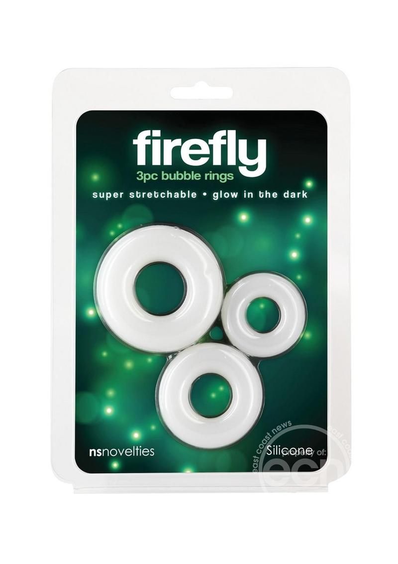 FIREFLY BUBBLE RING GLOW-IN-THE-DARK COCK RING SET (3 PIECES)