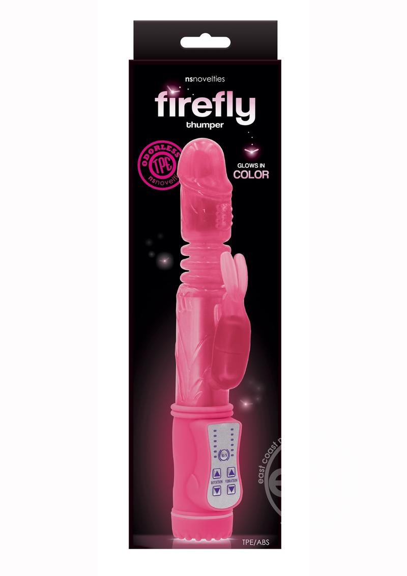 FIREFLY THUMPER GLOW IN THE DARK THRUSTING & ROTATING RABBIT PINK