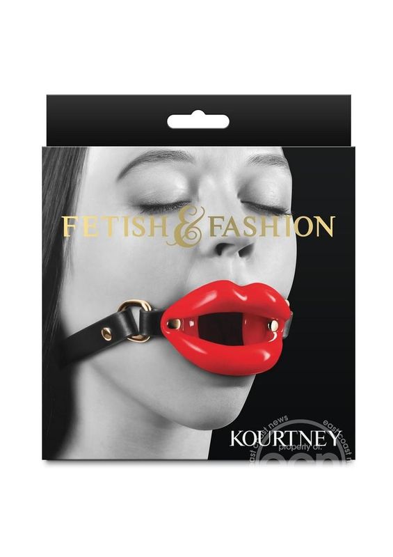 FETISH & FASHION KOURTNEY SILICONE OPEN MOUTH GAG RED & BLACK