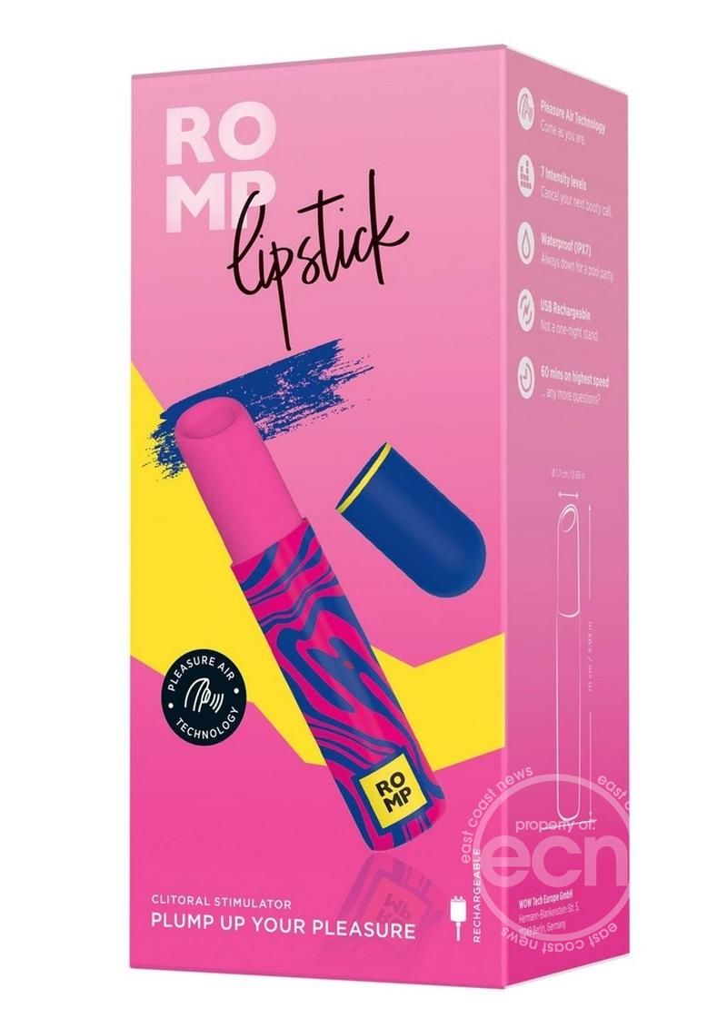 ROMP LIPSTICK RECHARGEABLE CLITORAL STIMULATOR PINK & NAVY