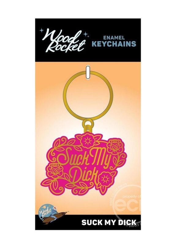 WOOD ROCKET ENAMEL KEYCHAIN SUCK MY DICK