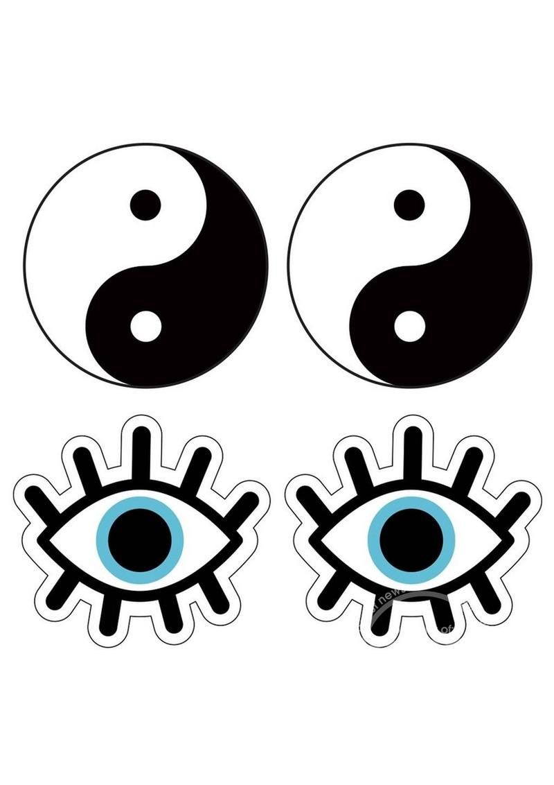PEEKABOOS YIN AND YANG  PASTIES WHITE & BLUE