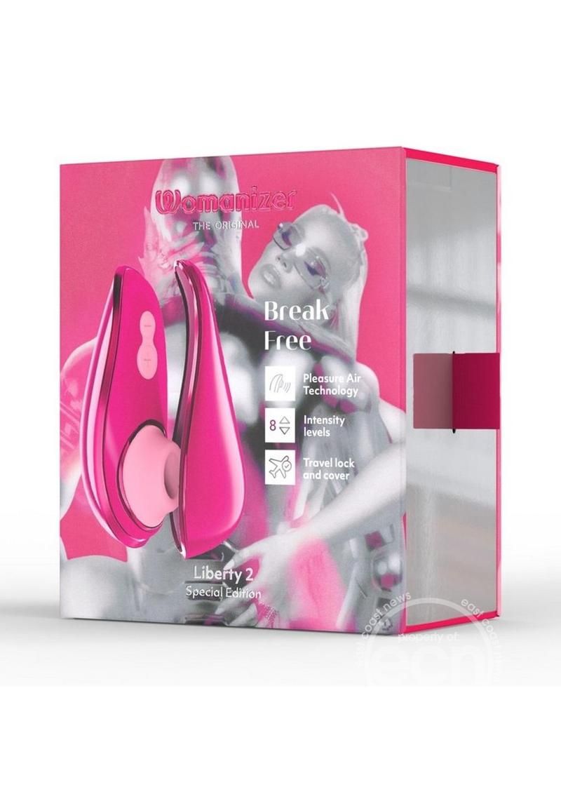 WOMANIZER LIBERTY 2 RECHARGEABLE SILICONE CLITORAL STIMULATOR SPECIAL EDITION PINK