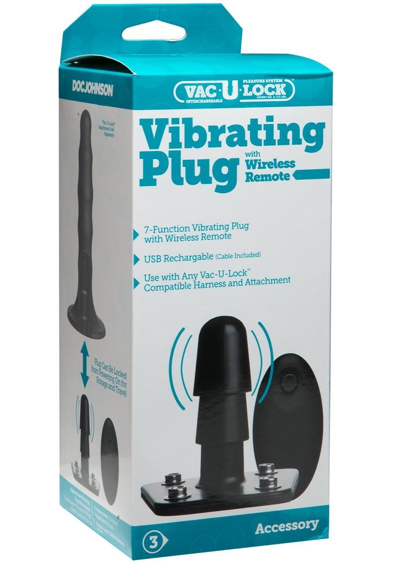 VAC U LOCK VIBRATING PLUG WITH REMOTE CONTROL RECHARGEABLE HARNESS ACCESSORY