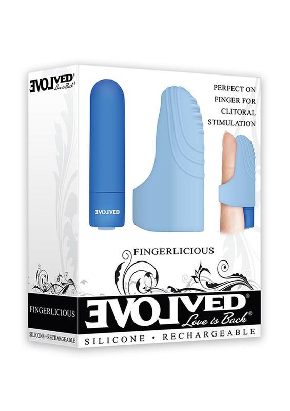 EVOLVED FINGERLICIOUS RECHARGEABLE BULLET WITH SILICONE CLITORAL STIMULATION FINGER SLEEVE