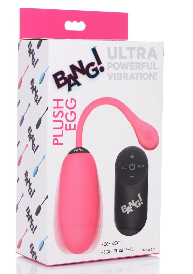 BANG! PLUSH EGG 28X PINK SILICONE RECHARGEABLE EGG WITH REMOTE BANG! PLUSH EGG 28X PINK SILICONE RECHARGEABLE EGG WITH REMOTE