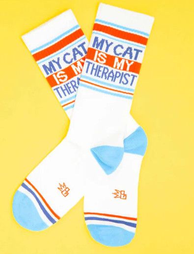 GUMBALL POODLE MY CAT IS MY THERAPIST GYM SOCKS