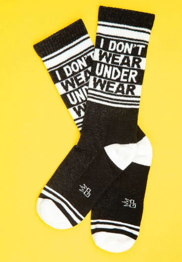 GUMBALL POODLE I DON'T WEAR UNDERWEAR RIBBED GYM SOCKS