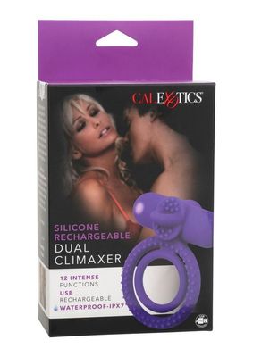 SILICONE RECHARGEABLE DUAL CLIMAXER PURPLE COCK RING SILICONE RECHARGEABLE DUAL CLIMAXER PURPLE COCK RING