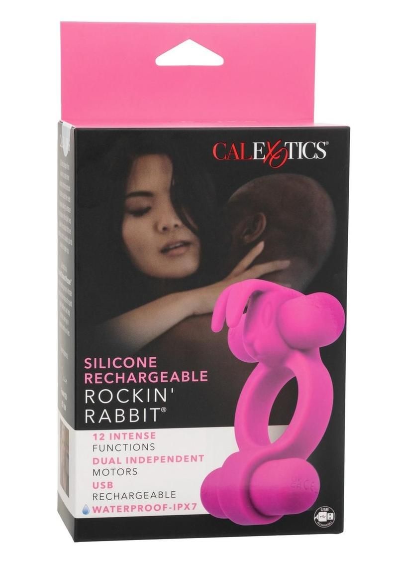 SILICONE RECHARGEABLE ROCKIN' RABBIT PINK COCK RING