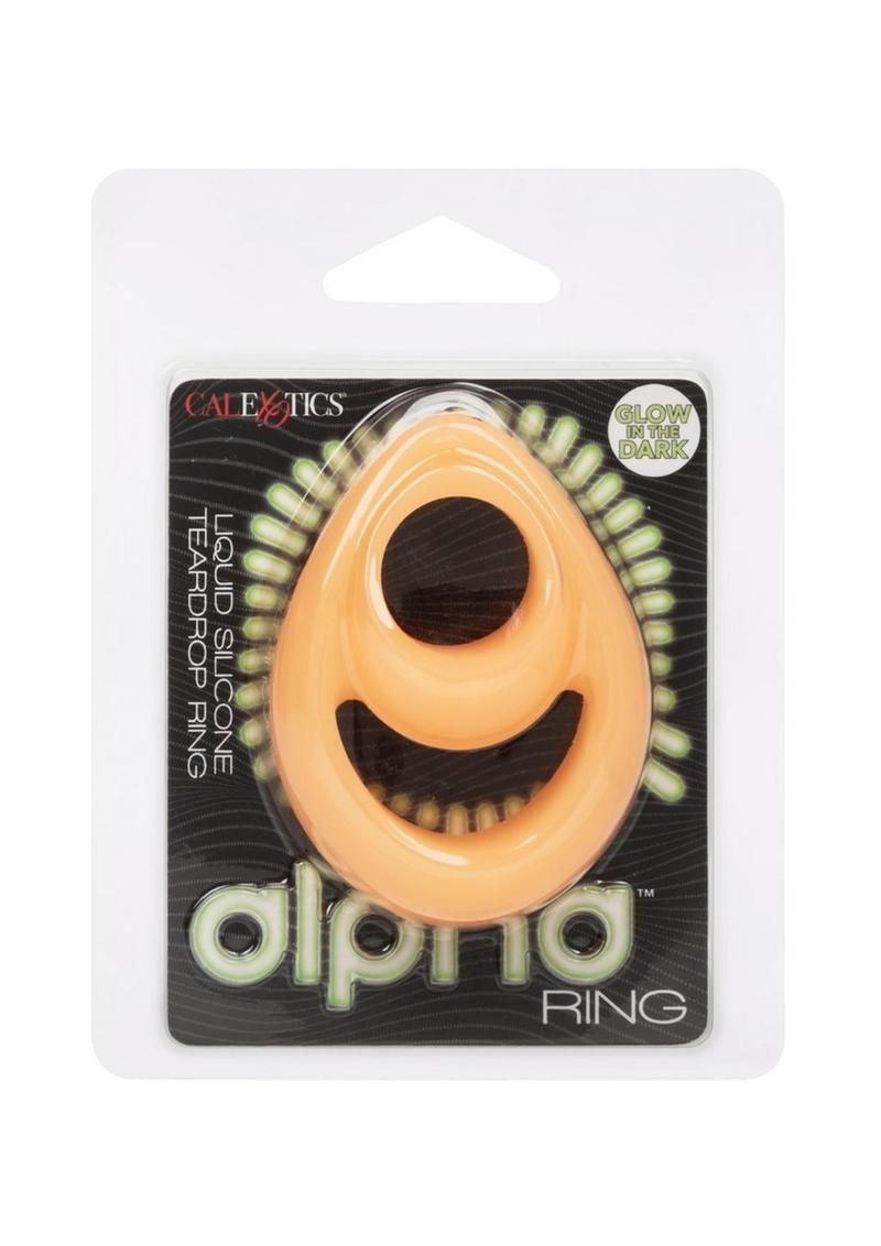 ALPHA GLOW IN THE DARK LIQUID SILICONE TEARDROP RING ORANGE