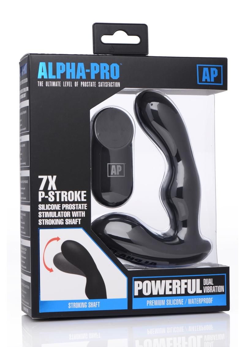 ALPHA-PRO 7X P-STROKE SILICONE PROSTATE STIMULATOR WITH STROKING SHAFT