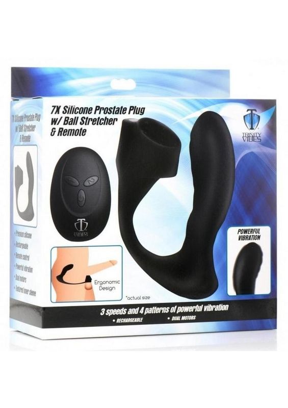 TRINITY MEN 7X SILICONE PROSTATE PLUG WITH BALL STRETCHER & REMOTE