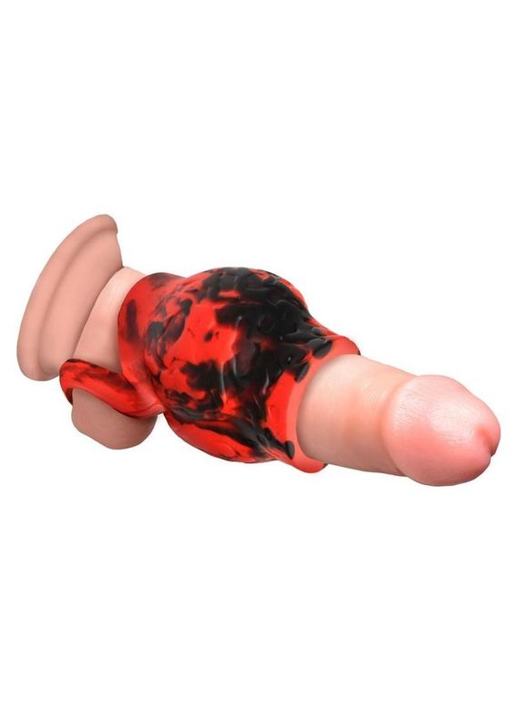 CREATURE COCKS HELL HOUND RED & BLACK SILICONE PENIS SLEEVE