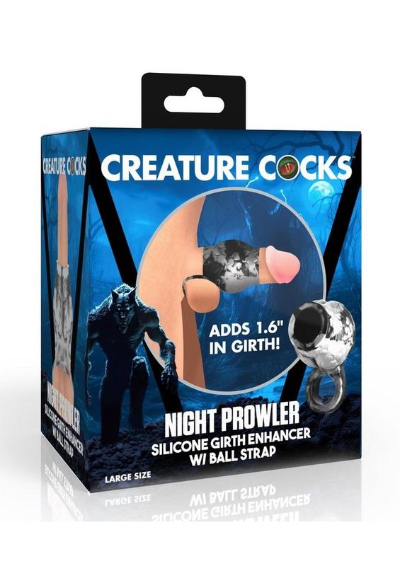 CREATURE COCKS NIGHT PROWLER SILVER & BLACK PENIS SLEEVE