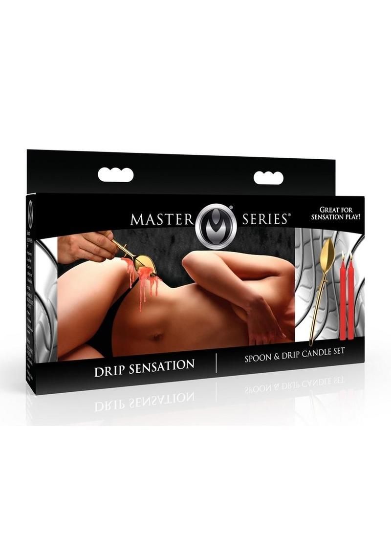 MASTER SERIES DRIP SENSATION SPOON & DRIP CANDLE SET RED & GOLD
