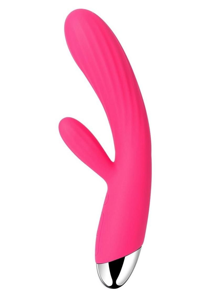 SVAKOM ANGEL PLUM RED RECHARGEABLE SILICONE HEATING RABBIT VIBRATOR