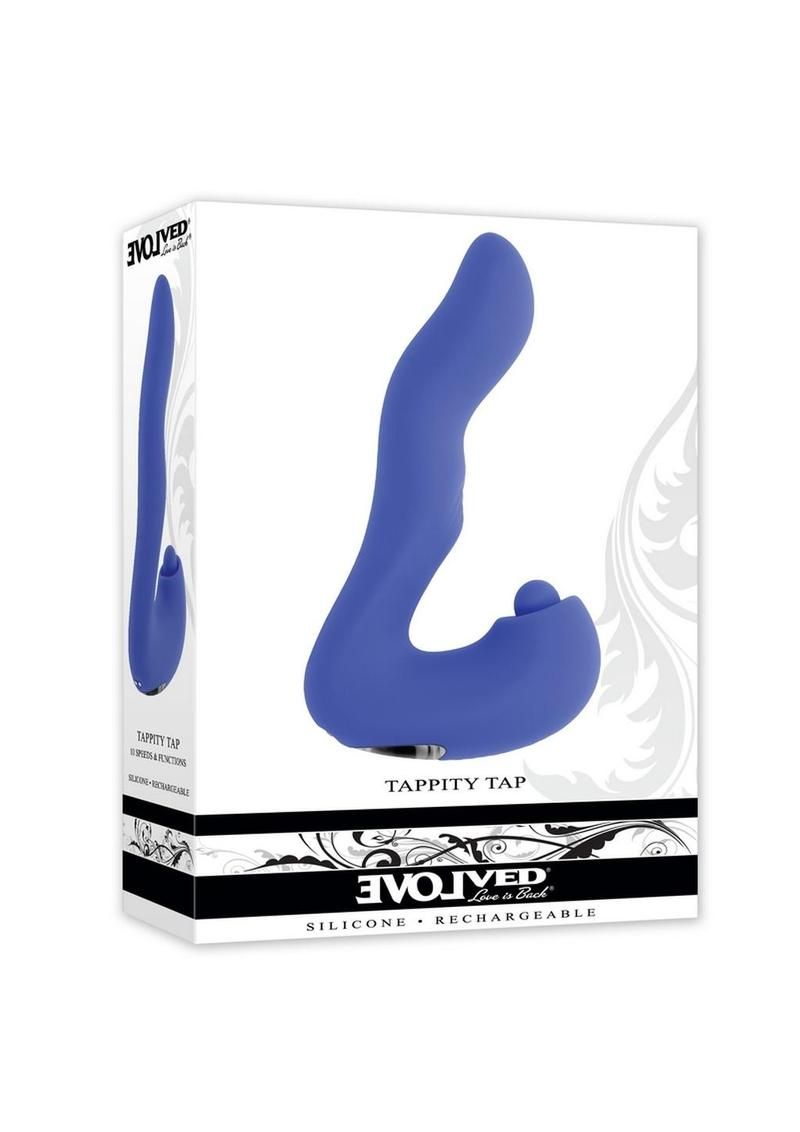 EVOLVED TIPPITY TAP RECHARGEABLE SILICONE BLUE VIBRATOR