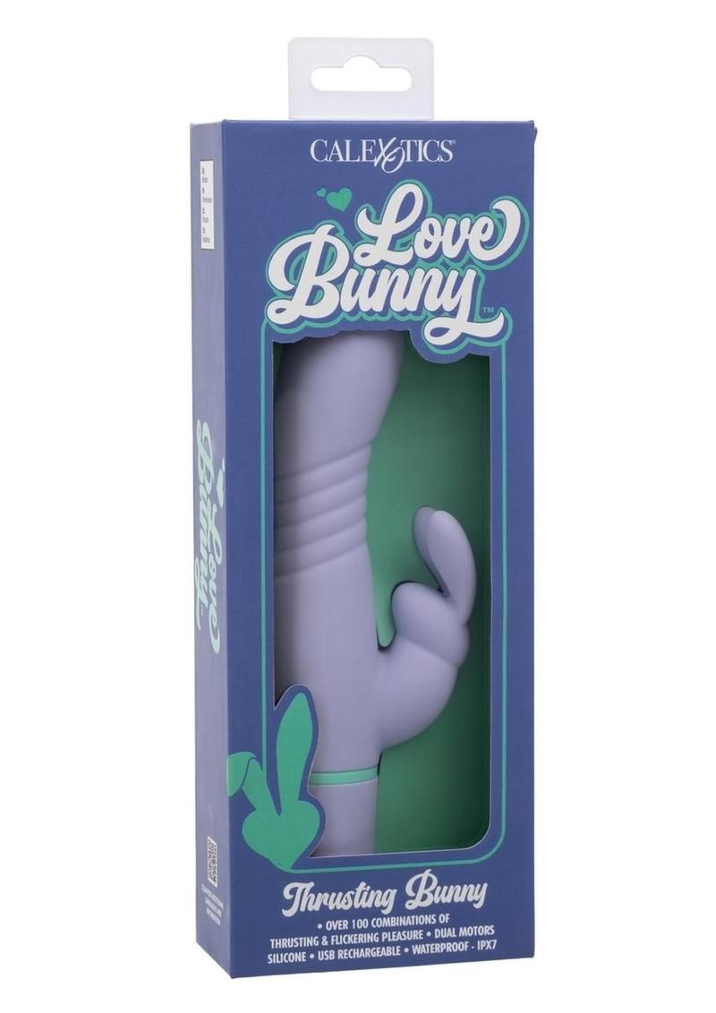 LOVE BUNNY THRUSTING BUNNY RECHARGEABLE SILICONE VIBRATOR PURPLE & TEAL