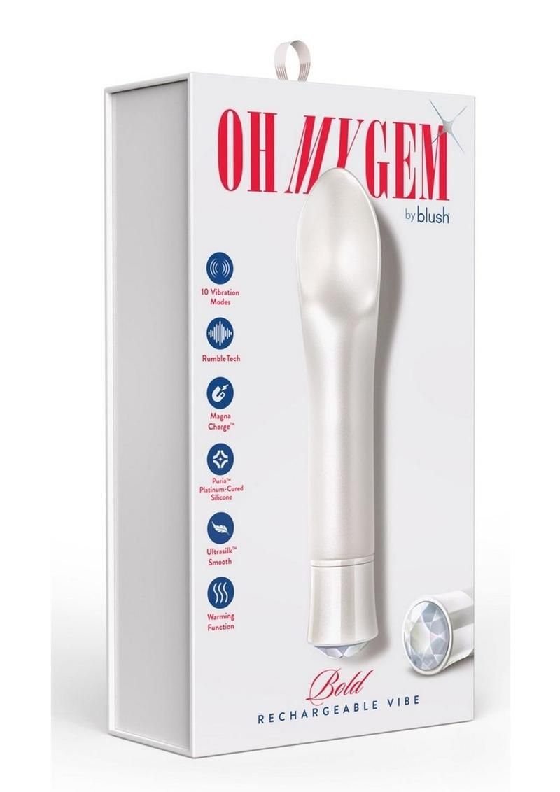 OH MY GEM BOLD RECHARGEABLE SILICONE VIBRARTOR DIAMOND WHITE