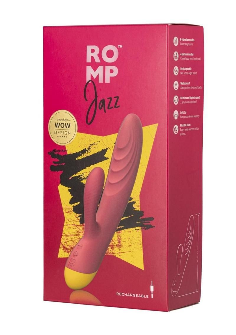 ROMP JAZZ RECHARGEABLE SLICONE RABBIT VIBRATOR RED ROMP JAZZ RECHARGEABLE SLICONE RABBIT VIBRATOR RED
