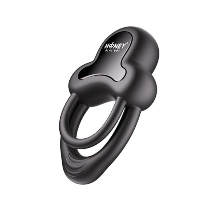 ANELLO VIBRATING BLACK DOUBLE COCK RING WITH CLITORAL STIMULATOR