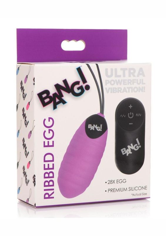BANG! 28X RIBBED RECHARGEABLE SILICONE EGG WITH REMOTE