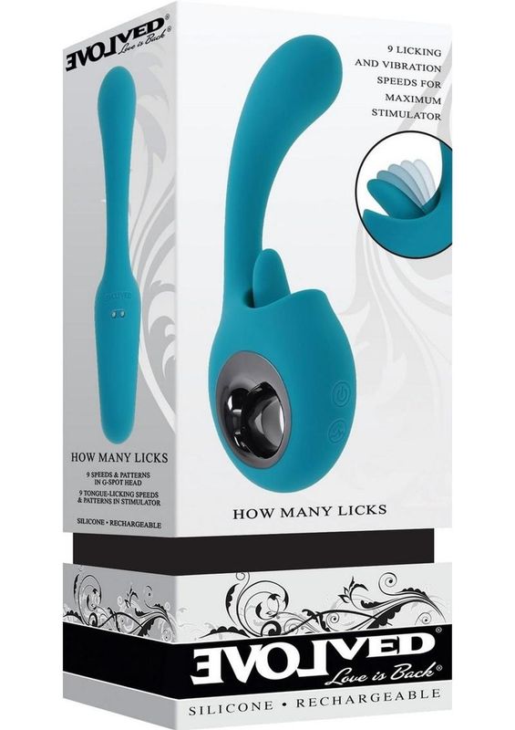 EVOLVED HOW MANY LICKS RECHARGEABLE SILICONE VIBRATOR WIT HCLITORAL STIMULATOR