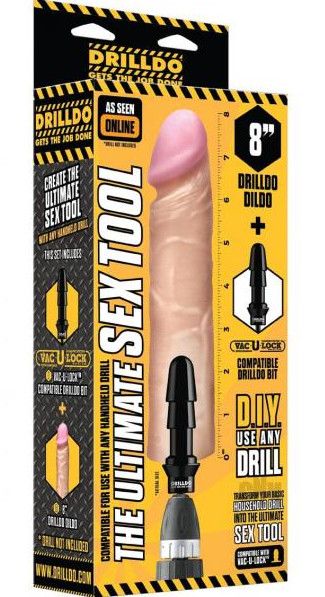 DRILLDO WITH BIT SKIN 8"