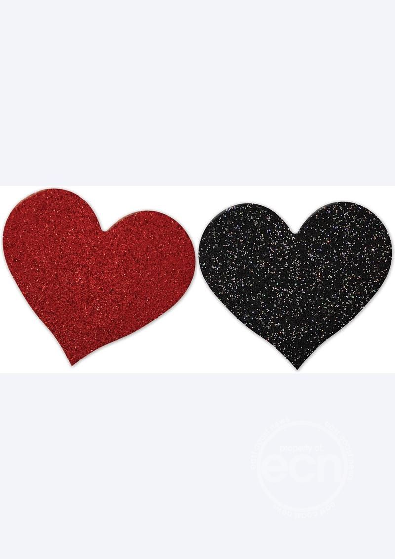 NIPPLICIOUS HEART PASTIES, Color: BLACK/RED