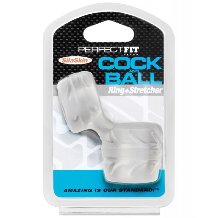 PERFECT FIT COCK & BALL RING+STRETCHER, Color: CLEAR