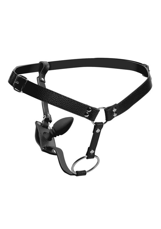 STRICT MALE HARNESS WITH SILICONE ANAL PLUG