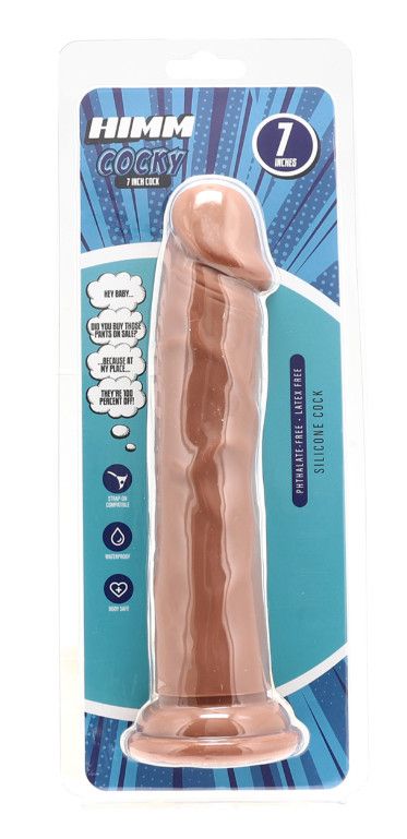 HIMM COCKY 7" SILICONE DILDO, Color: BROWN