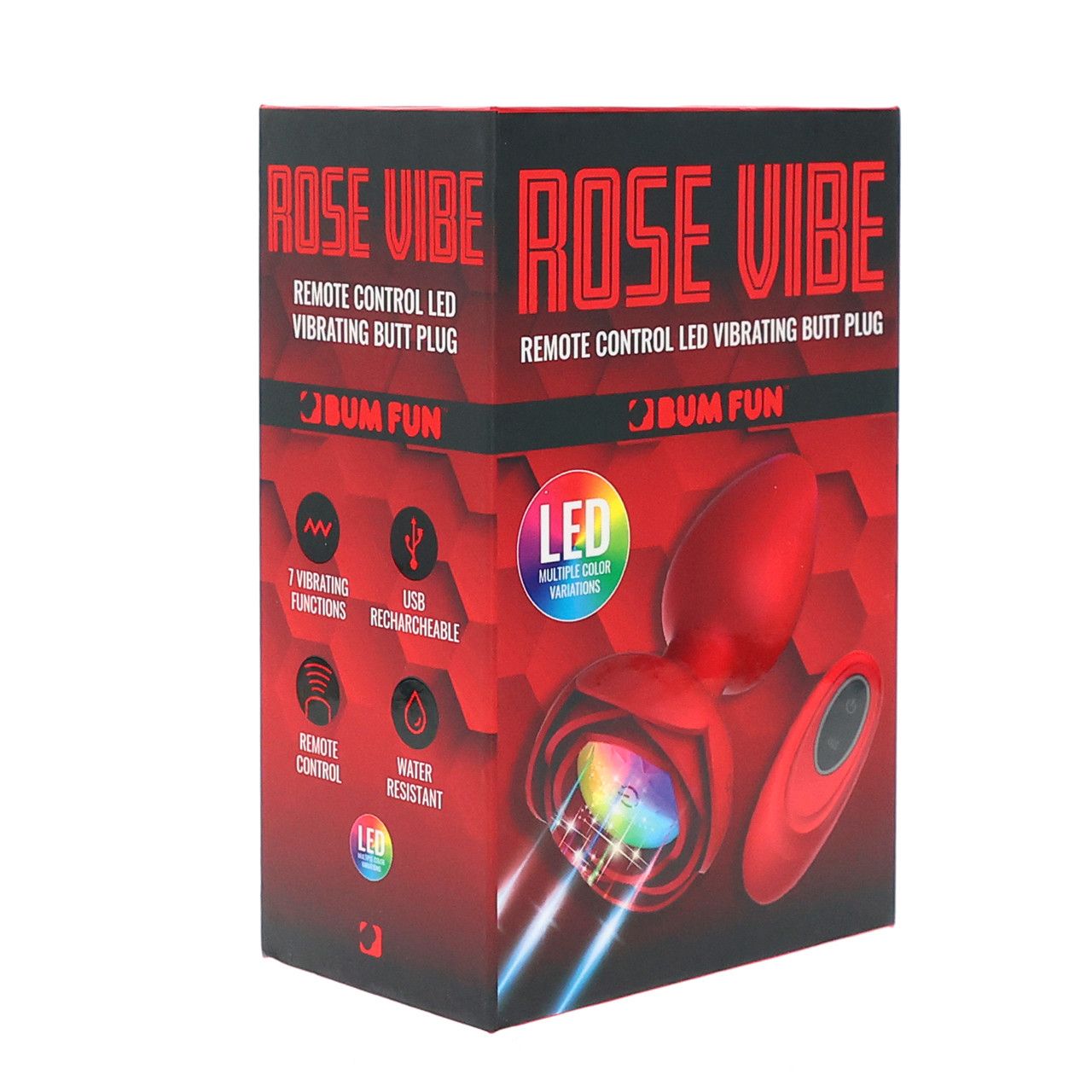 ROSE VIBE REMOTE CONTROLLED LED VIBRATING BUTT PLUG