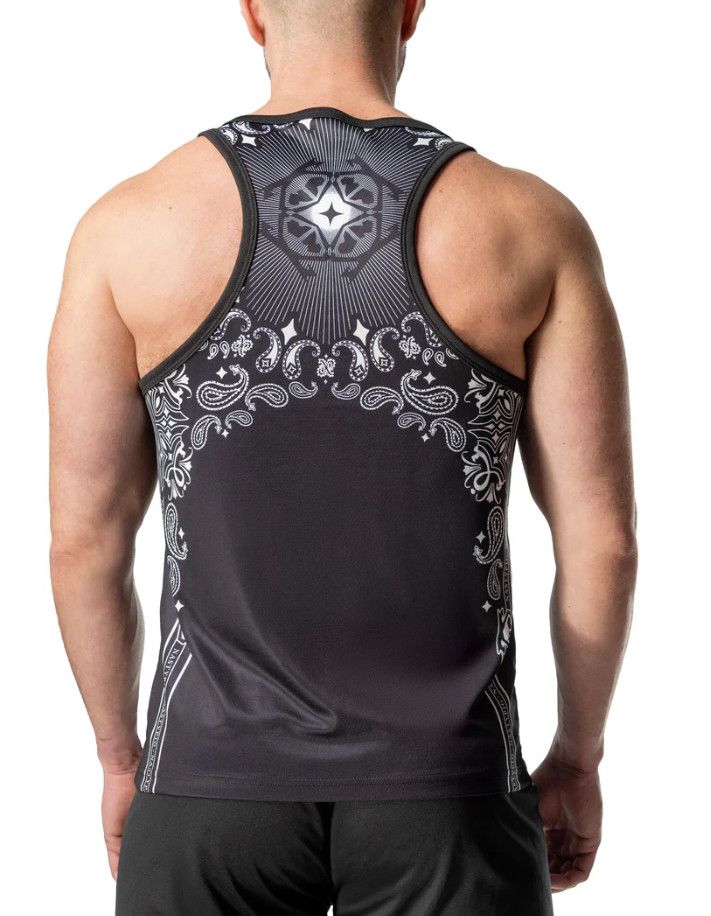 NASTY PIG HANK RACERBACK TANK TOP BLACK & WHITE, Size: SMALL