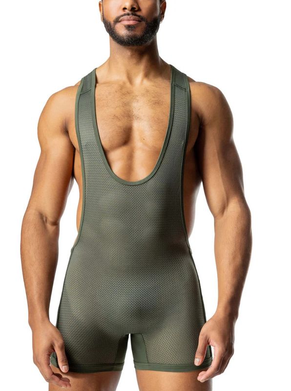 NASTY PIG TOPOGRAPHIC SCOOPED SINGLET ARMY GREEN
