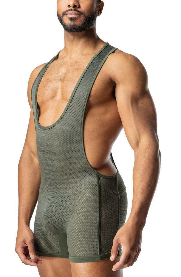 NASTY PIG TOPOGRAPHIC SCOOPED SINGLET ARMY GREEN, Size: SMALL