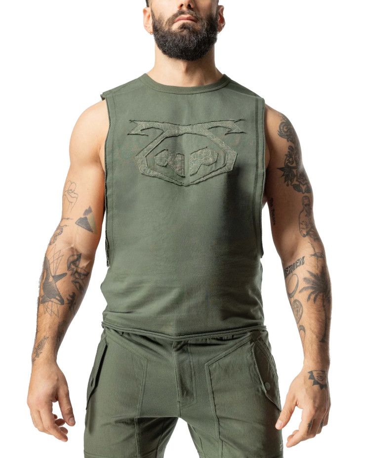 NASTY PIG TOPOGRAPHIC SHREDDER TANK TOP ARMY GREEN, Size: SMALL