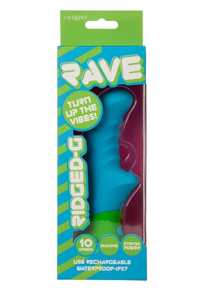 RAVE RIDGED-G RECHARGEABLE SILICONE G-SPOT VIBRATOR BLUE & GREEN