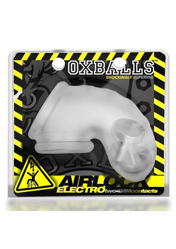 AIRLOCK ELECTRO AIR-LITE VENTED SILICONE CHASTITY CLEAR ICE