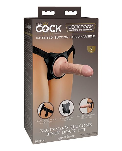 KING COCK ELITE BEGINNERS SILICONE BODY DOCK KIT 6" FLESH