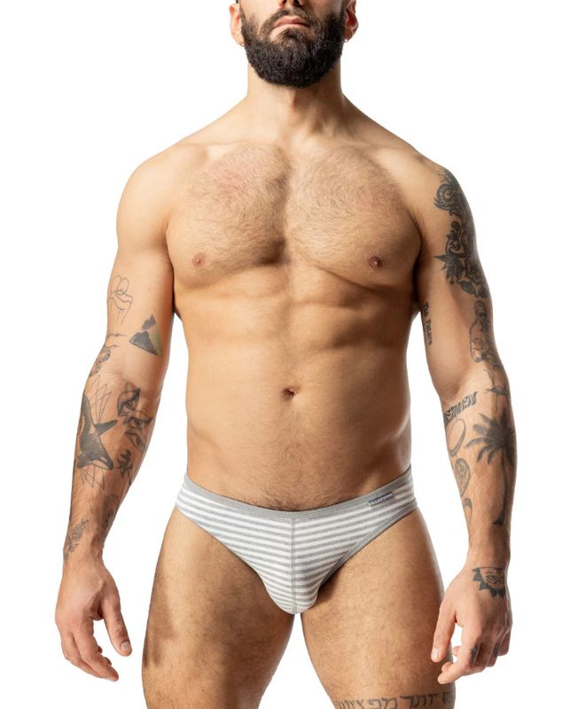 NASTY PIG DUAL PROFILE LOWRISE BRIEF HEATHER GREY & WHITE