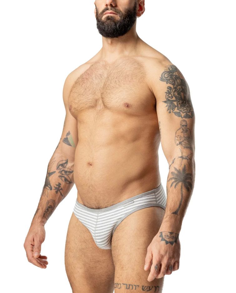 NASTY PIG DUAL PROFILE LOWRISE BRIEF HEATHER GREY & WHITE, Size: SMALL