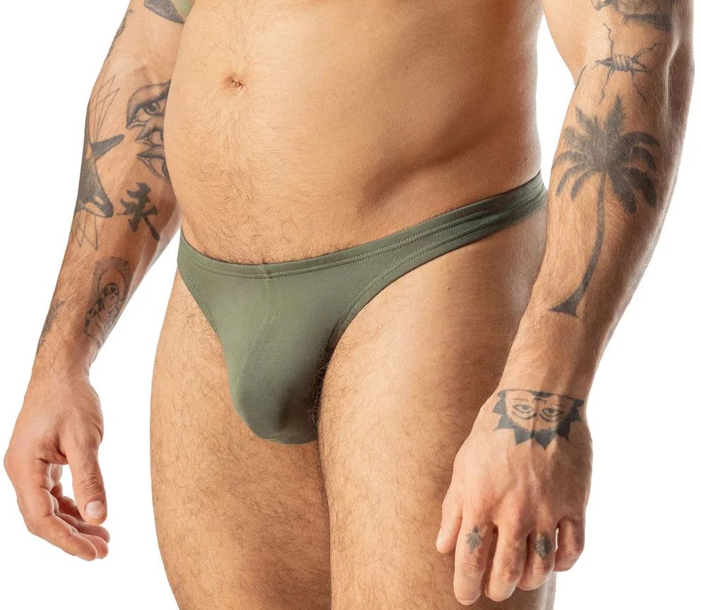 NASTY PIG SWOLE THONG ARMY GREEN, Size: SMALL