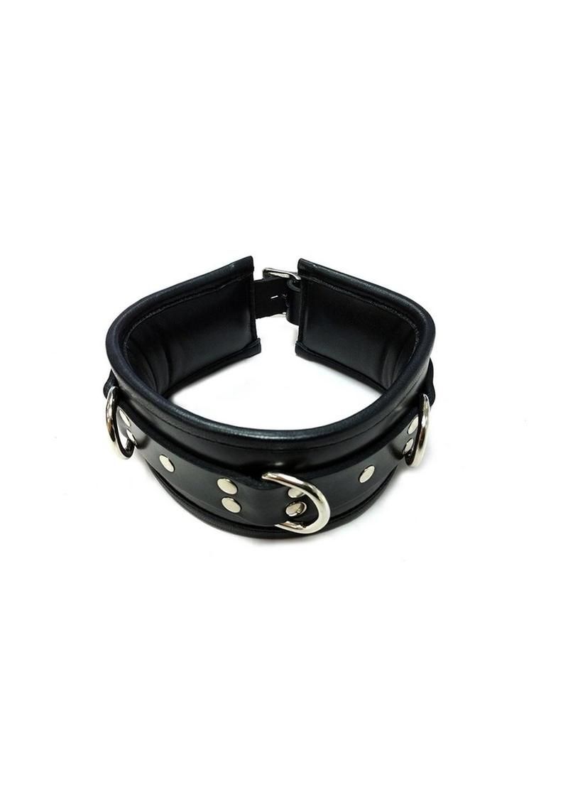 ROUGE 3 D-RING PADDED LEATHER COLLAR BLACK
