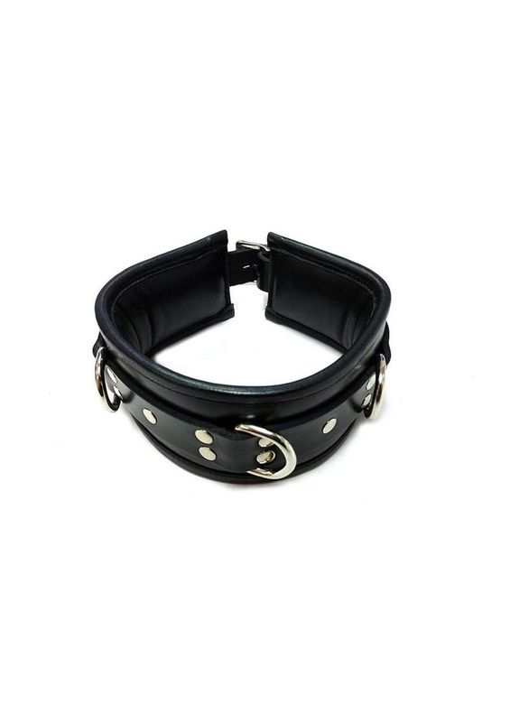 ROUGE 3 D-RING PADDED LEATHER COLLAR BLACK