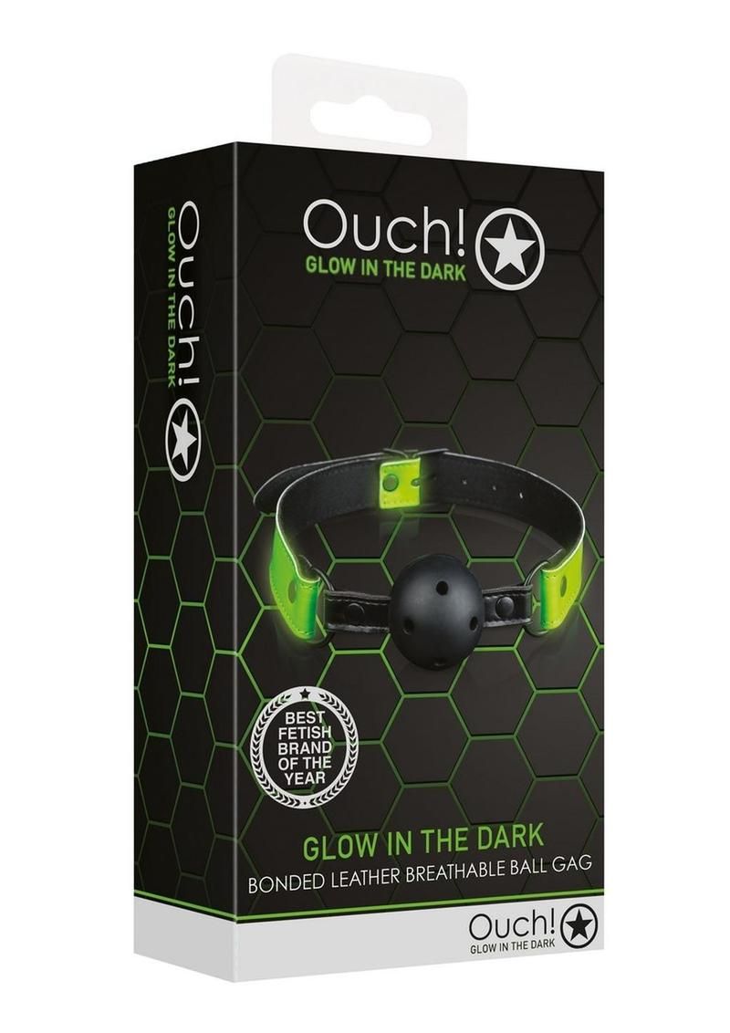 OUCH! BREATHABLE BALL GAG GLOW IN THE DARK
