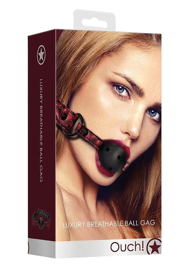 OUCH! LUXURY BREATHABLE BALL GAG BURGUNDY