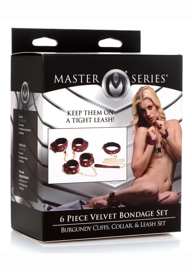 MASTER SERIES VELVET BONDAGE SET BURGUNDY